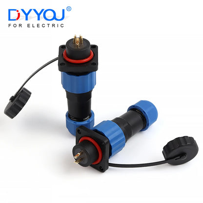 SP16 square type waterproof connector plug socket, 2-9 pin, IP68 aviation male and female for electrical wire cables