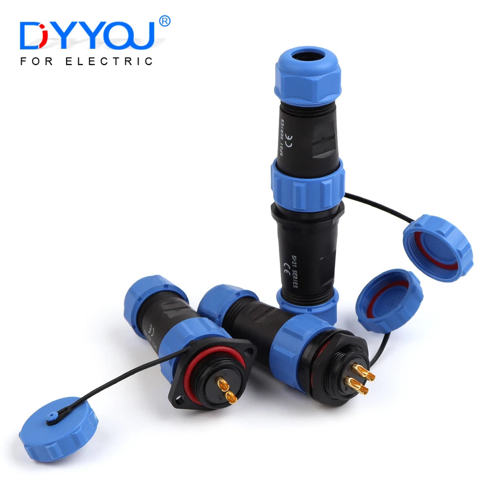 SP21 waterproof aviation connector with nut for panel mount cable wiring