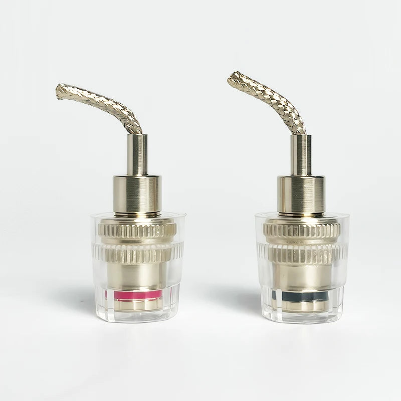Clear speaker binding posts for amplifier, HiFi and audio speakers, with gold-plated copper terminals for high-quality sound