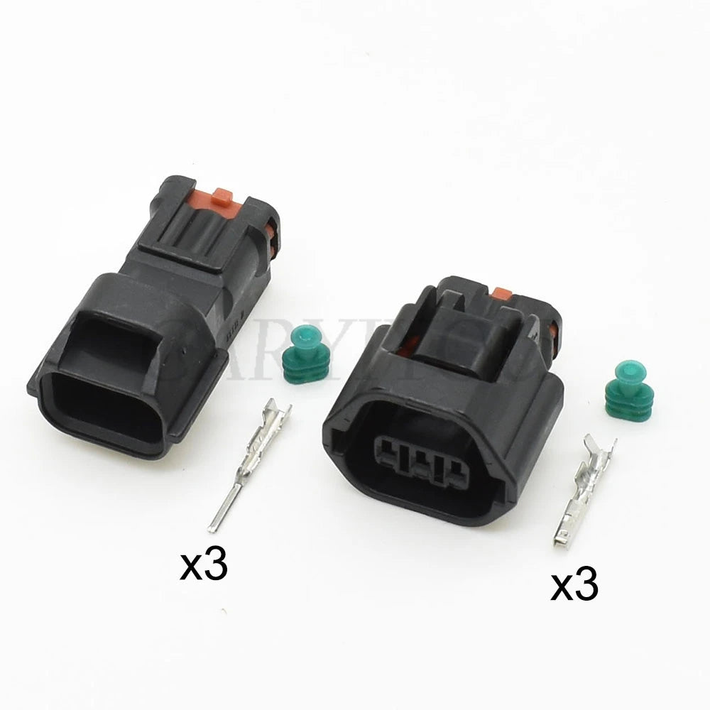 3-Pin 1.2mm automotive speed wire connector 7283-8730-30 MG641234-5 installed in car wiring harness for Mitsubishi EVO and Nissan Mivec camshaft sensors