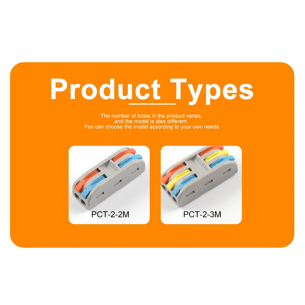 Close-up of SPL2/3 quick PCT lamp wire connector for junction box wiring