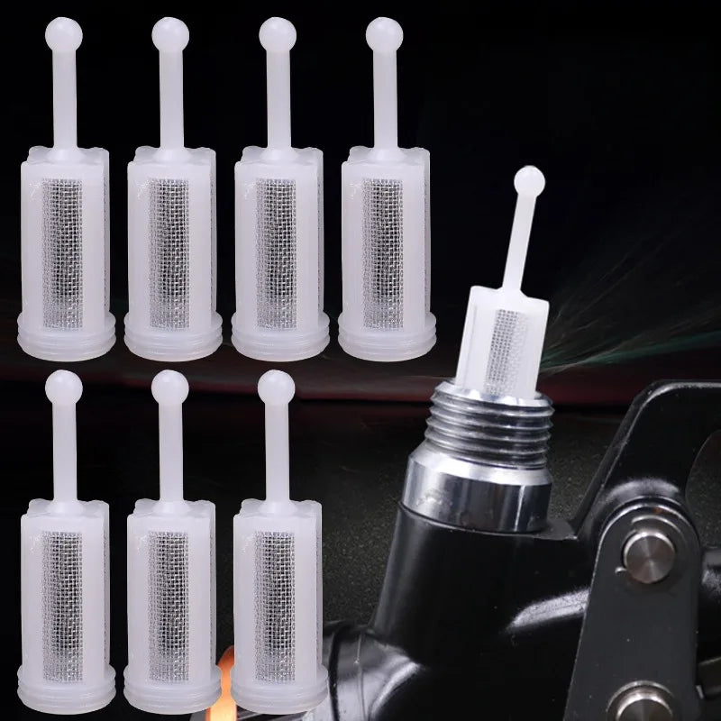 Anti-clog mesh filter for paint spray gun