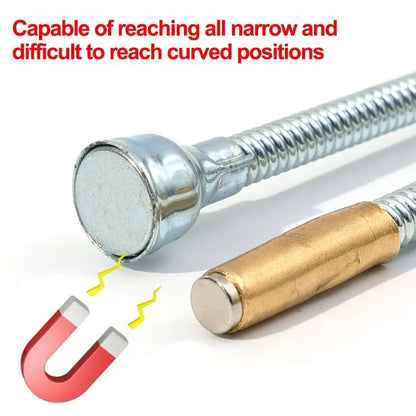 Spring grip magnetic pickup tool for metal retrieval