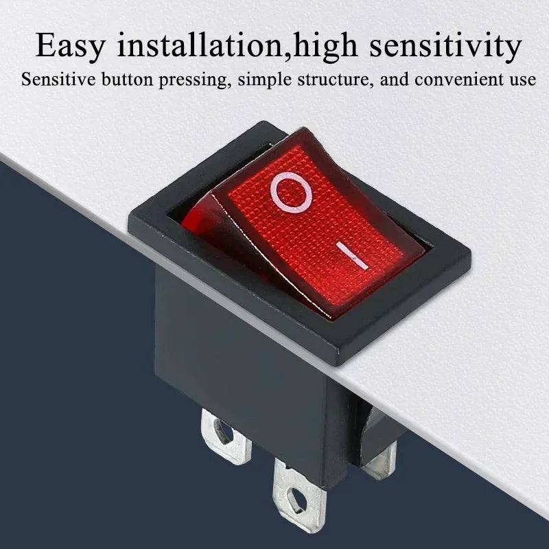 KCD1 SPST ON-OFF snap-in boat rocker switch, 250V 6A / 125V 10A rated, 2P toggle design