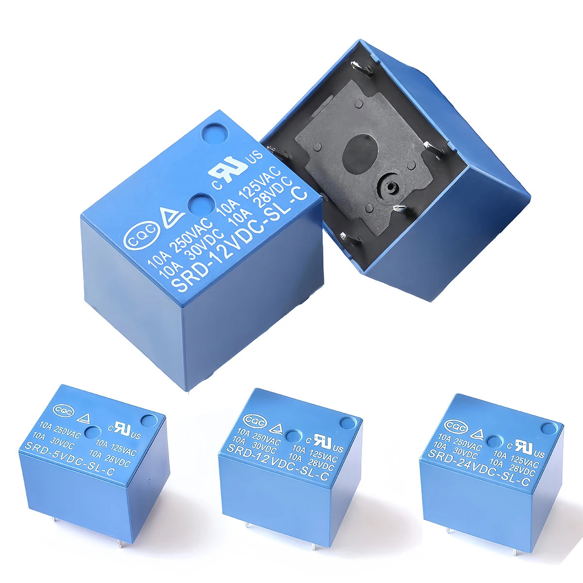 SRD series 5V/12V/24V 10A 250VAC 5-pin relay module suitable for household appliances, electronic boards, and DIY projects
