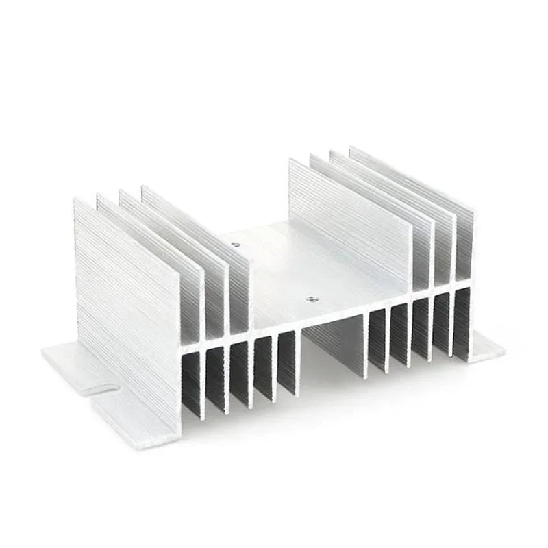 Aluminum heat sink used with SSR solid state relays for efficient heat dissipation in electronic circuits