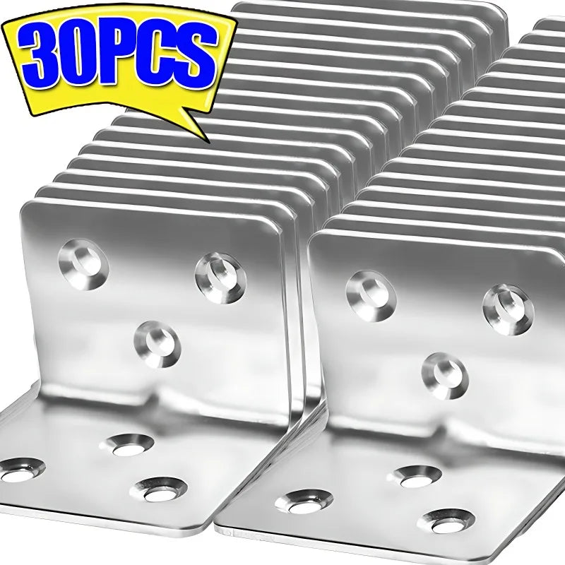 Universal stainless steel 90 degree corner bracket for wood furniture, bedframe, and cabinet