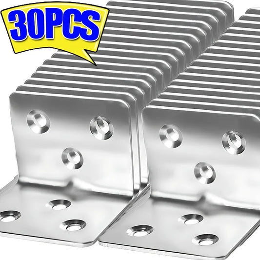 Universal stainless steel 90 degree corner bracket for wood furniture, bedframe, and cabinet