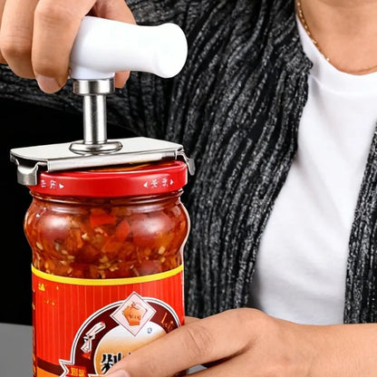 Stainless steel jar opener adjustable lids off tool