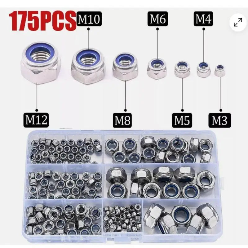Stainless steel nylon insert locknut set for DIY use