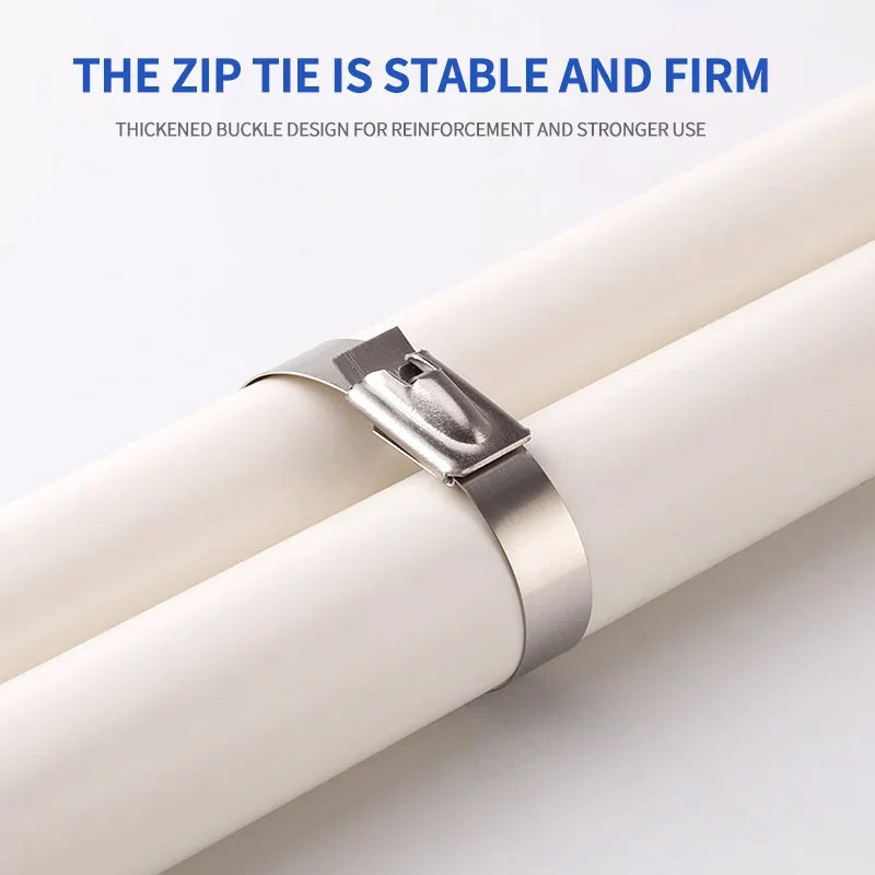 304 stainless steel zip ties for marine, outdoor, and industrial cable management applications