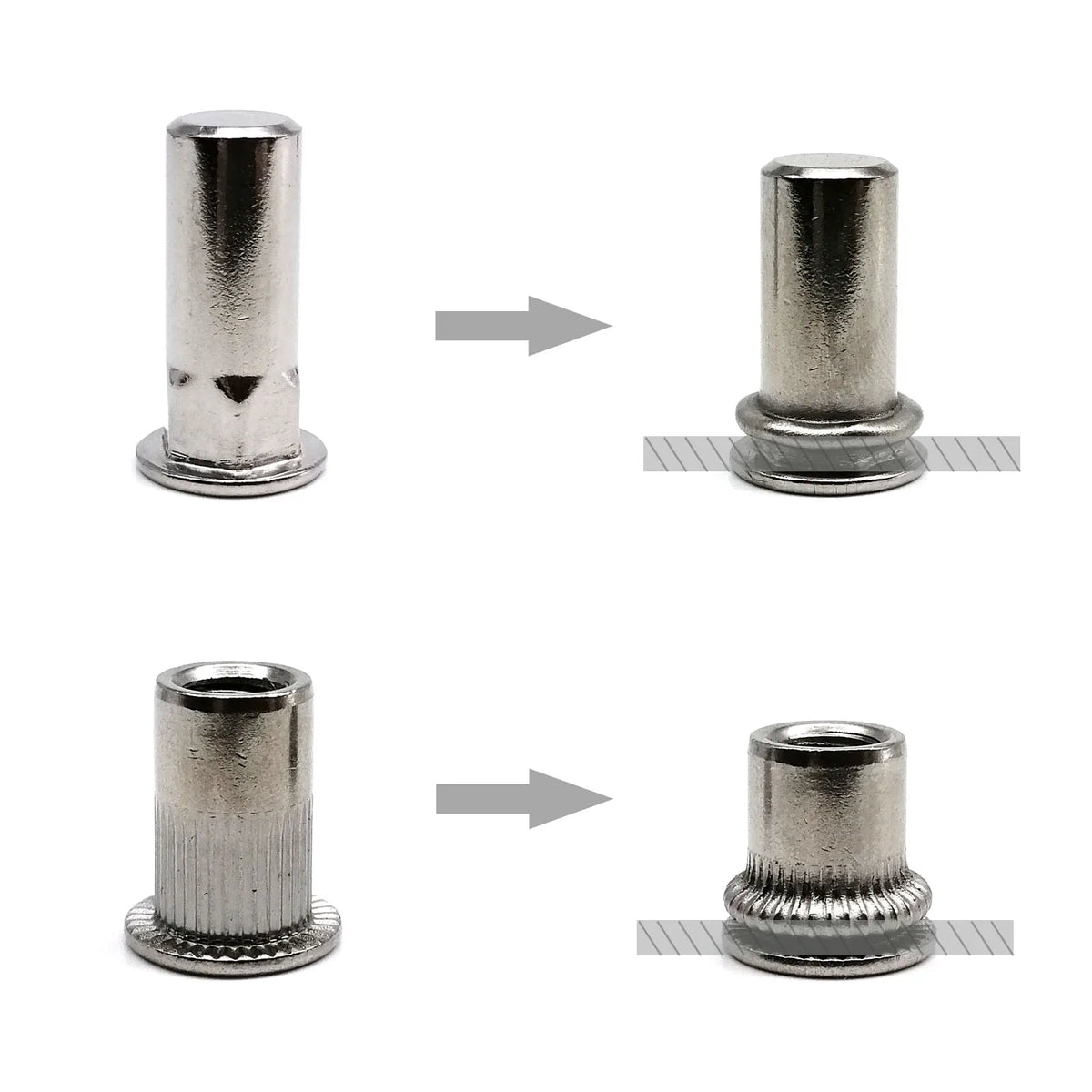 Blind Insert Example 304 SS Flat Head Rivet Nut Semi-Hex Nutsert M3–M12 Blind – Keszoox