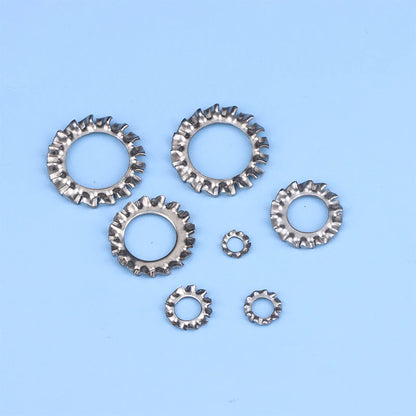 Star lock washer installed for secure bolt and screw fastening