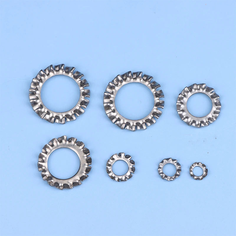 Stainless steel star lock washers assortment set M3 to M12 sizes