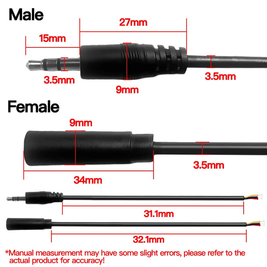 Close-up of 3.5mm stereo audio cable, 3×26AWG AUX cord, high-quality male-to-male wire for car, phone, speaker, headphones