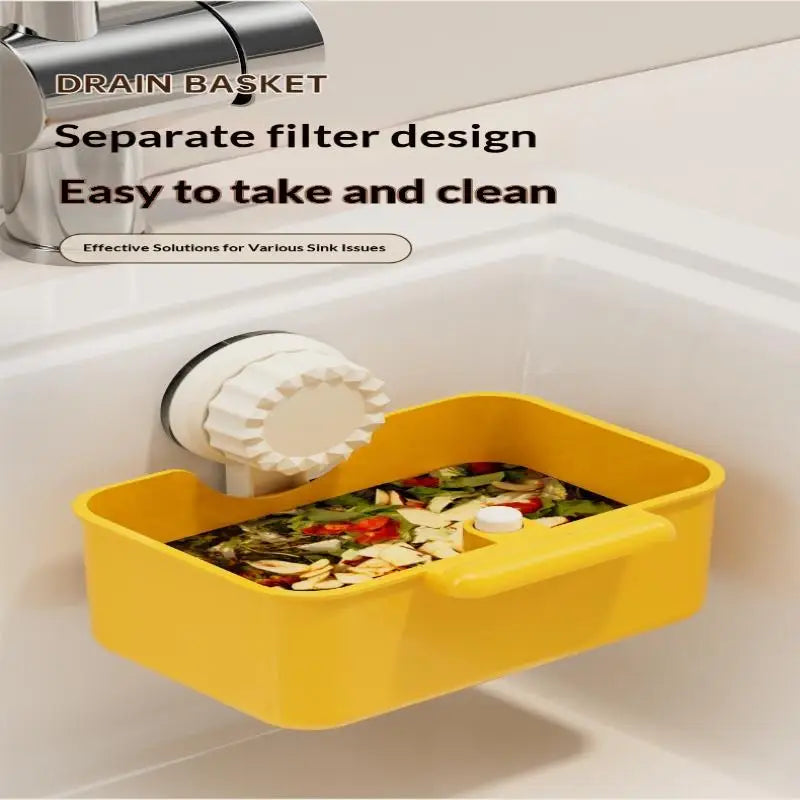 Sink drain strainer with suction cup rack