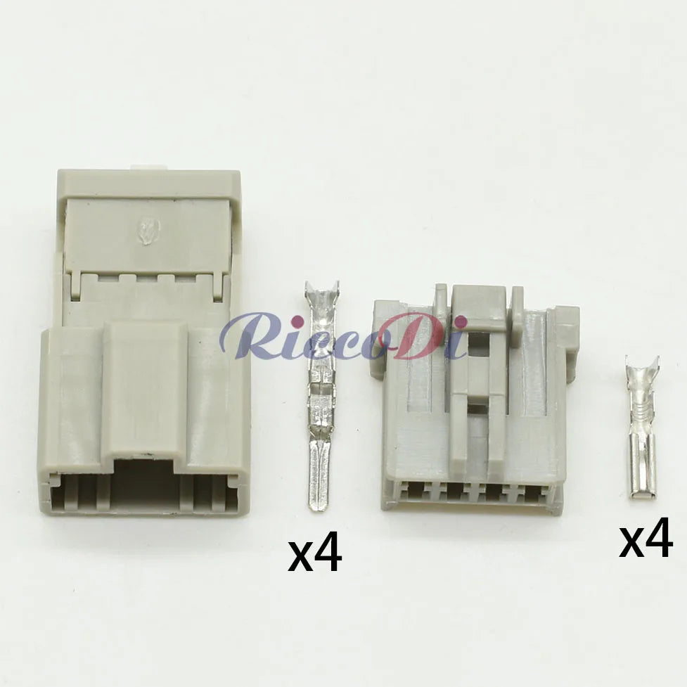 Close-up of Sumitomo HD Type 4 Pin male female connector terminals 6098-0244 6098-0243 for automotive electrical wiring