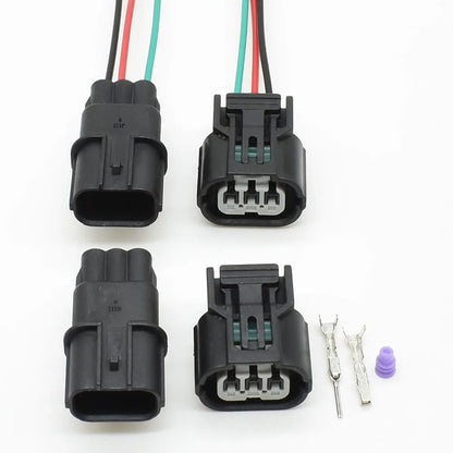 Close-up of 3-Pin terminals in Sumitomo HX 040 waterproof plug adapter 6189-0887 for precise ignition coil connection