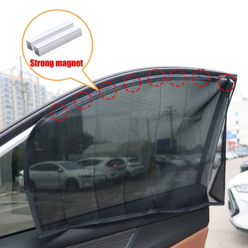 Car sunshade curtain installation for side window sun protection
