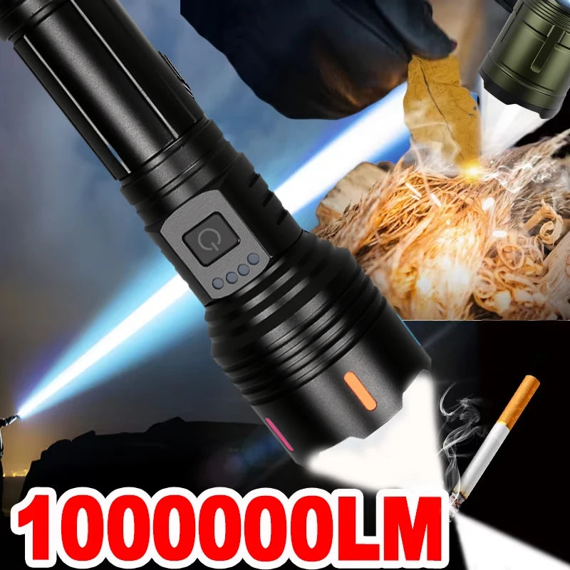 Super bright LED flashlight USB rechargeable torch