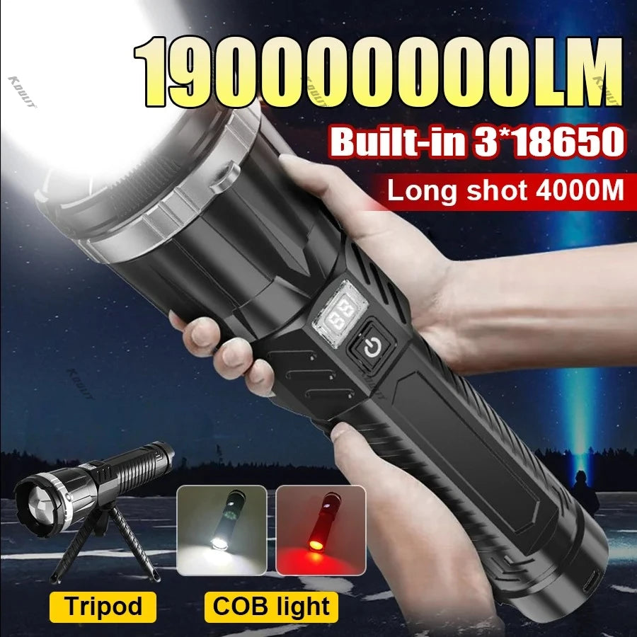 Super powerful 19000000LM rechargeable LED flashlight