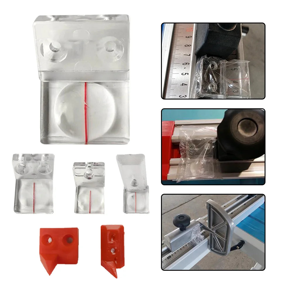 Magnifier baffle structure for sliding table saw and edge banding woodworking machine, multiple hole options for measurement