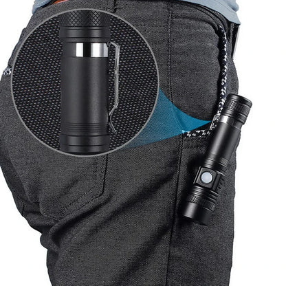 Portable tactical flashlight with clip