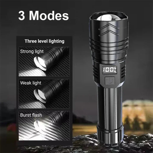 Powerful tactical zoom LED torch flashlight
