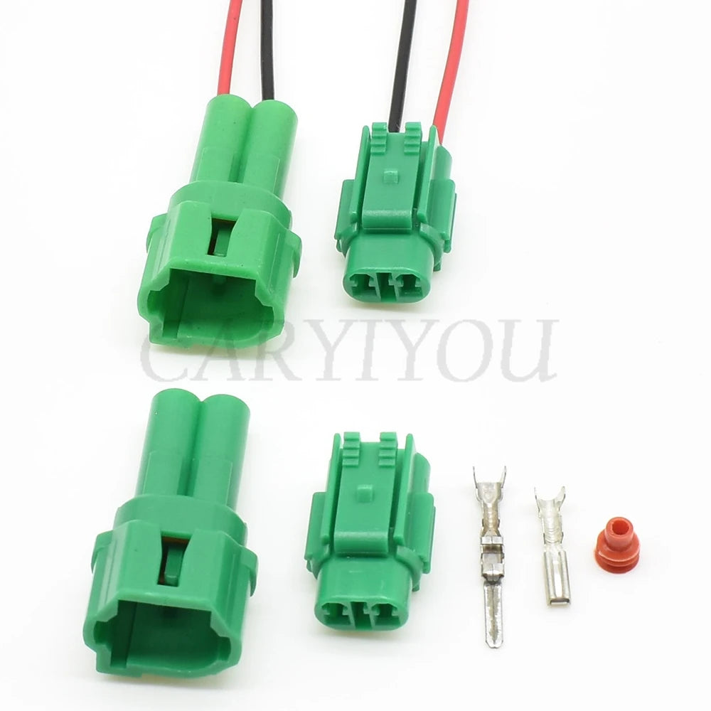 Close-up of 2 pin male female automotive connector for tail light and fog lamp wiring