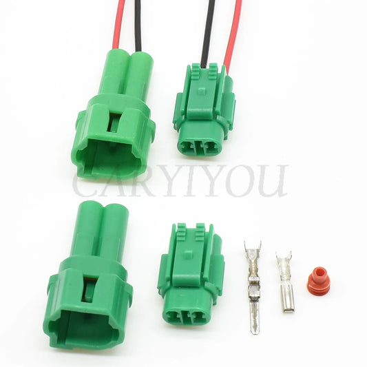 Close-up of 2 pin male female automotive connector for tail light and fog lamp wiring