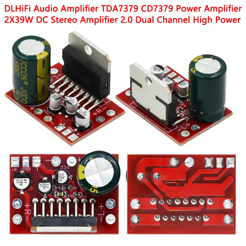TDA7379 stereo audio amplifier module with 2x39W dual channel DC power output, suitable for DIY audio projects, HiFi speakers, and stereo amplification