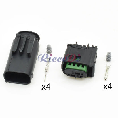 Close-up view of terminals for TE Tyco AMP 4 pin male female waterproof oxygen sensor AV audio video plug auto connector 1-967640-1 2-967640-1