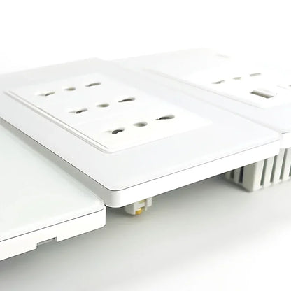 Tempered glass panel wall socket with Type-C fast charging and Italy & Chile standard Schuko outlets