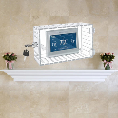 Universal thermostat guard lock box with key for secure temperature control protection