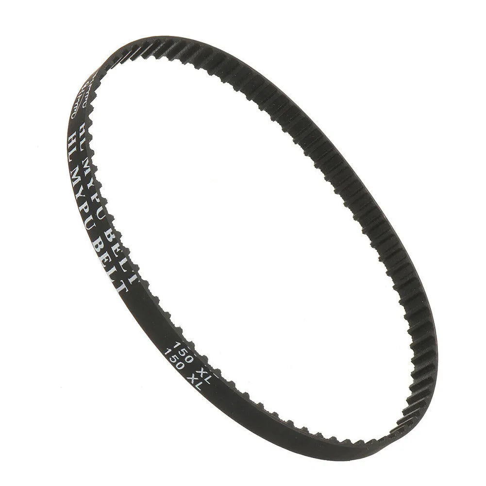 Black cogged rubber geared timing belt 75 teeth, 10mm wide and 5.08mm pitch for precise drive applications