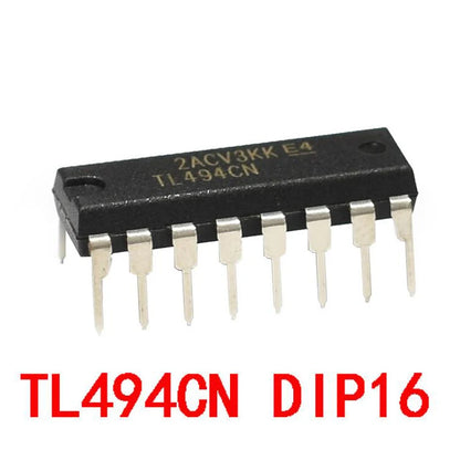 TL494CN and TL494C PWM controller IC in DIP-16 package, ideal for switching power supplies, voltage regulation, and DIY electronics projects