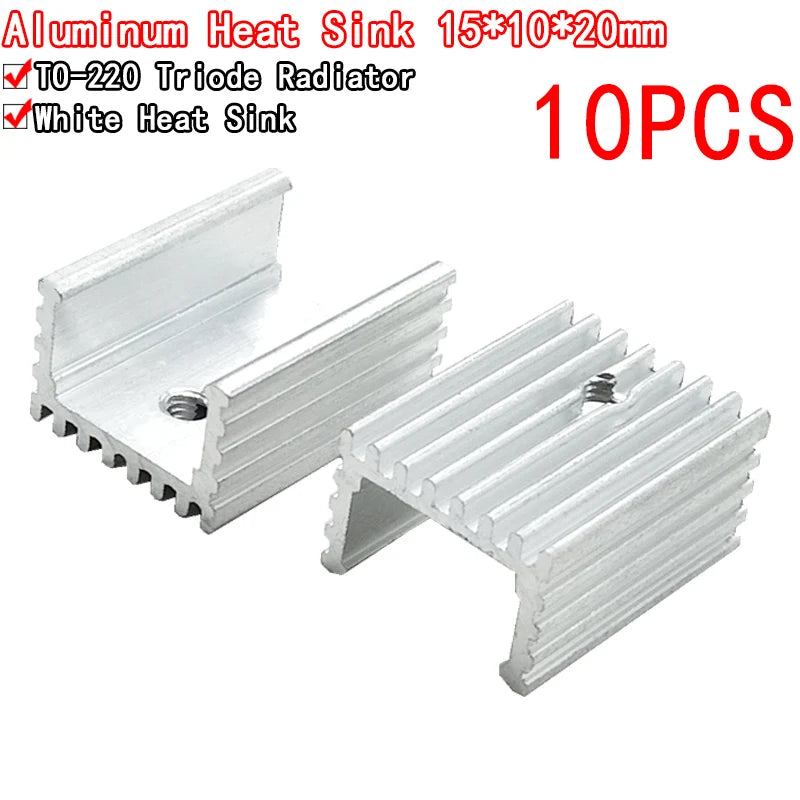 TO-220 heat sink radiator cooler 20x15x10mm, ideal for transistors, power ICs, and electronic components thermal management