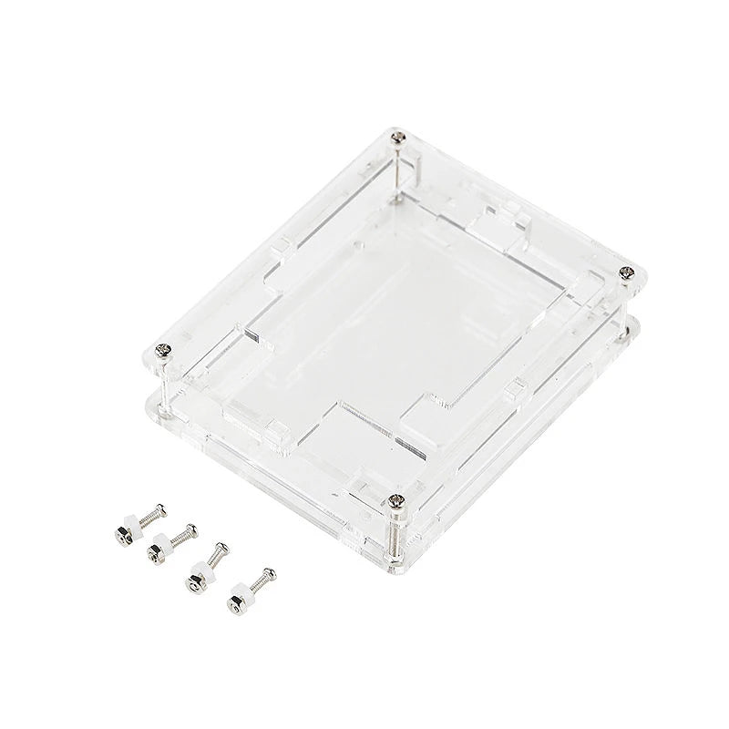 Transparent acrylic enclosure case with clear cover for Arduino UNO R3 board protection and DIY electronics projects