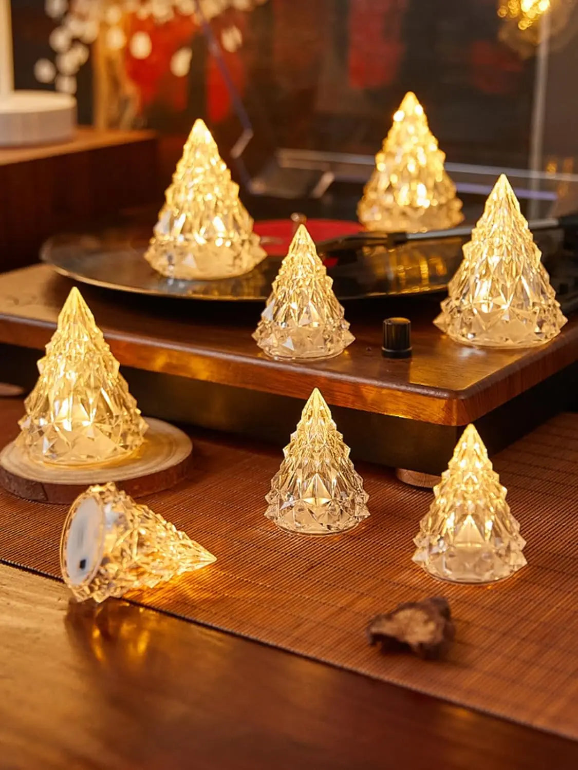 Transparent battery powered LED lantern decor