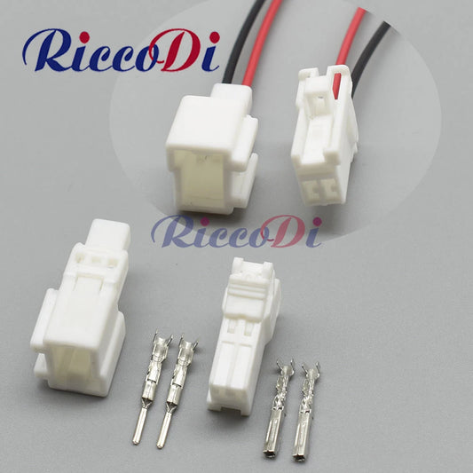 Front view of 2 pin automotive trunk tail lamp connector plug for secure wiring