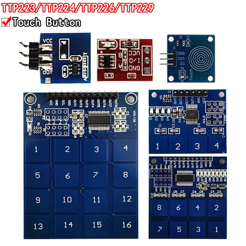 TTP223 TTP224 TTP226 TTP229 digital capacitive touch key sensor module for Arduino and electronic control projects