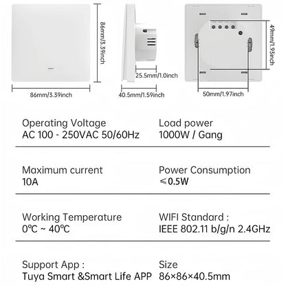 Tuya ZigBee 1/2/3 gang touch light switch panel for smart home automation, voice control supported