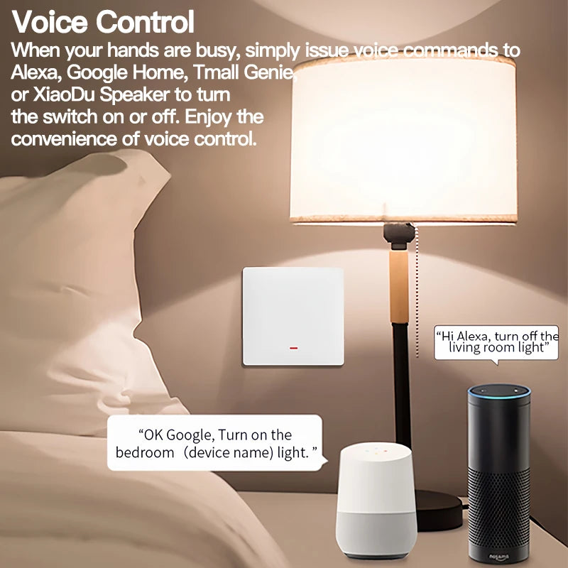 Tuya ZigBee smart light wall switch set 1/2/3 gang, no neutral wire, touch control panel for smart home use