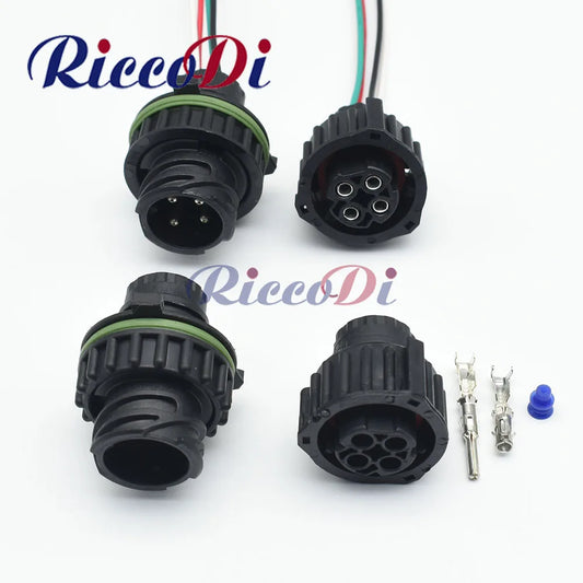 Tyco 4 Pin round male female sealed odometer speed sensor connector plug 1-967402-1 1-967325-1 overview for HOWO A7 truck
