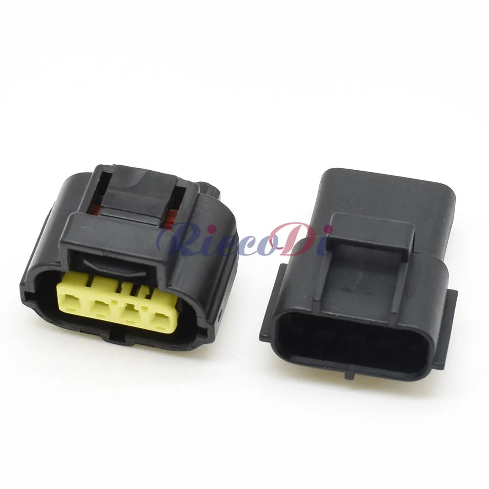 Close-up of Tyco AMP 4 Pin Automotive Waterproof Wire Connector terminals for Toyota 90980-10711 184046-1