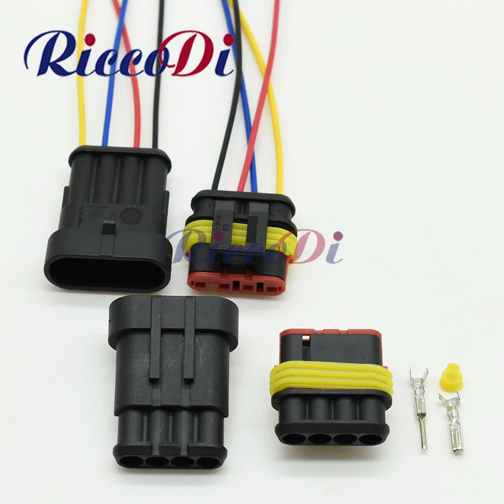 Tyco AMP Superseal 4 Pin Sealed Waterproof Automotive Connector Female Male Plug 282106-1 282088-1