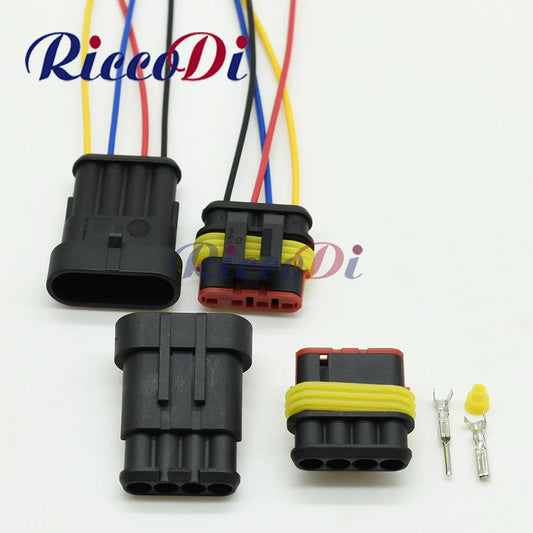 Tyco AMP Superseal 4 Pin Sealed Waterproof Automotive Connector Female Male Plug 282106-1 282088-1