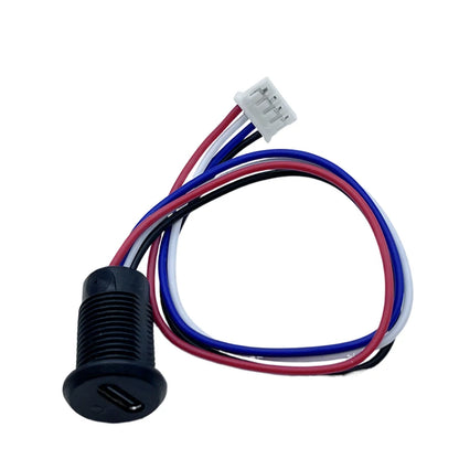 Set of TYPE-C 4P high current charging sockets with wire light, USB TYPE-C female waterproof connectors