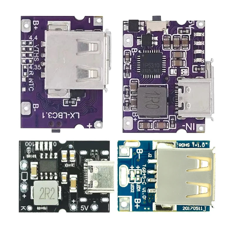 Type-C / Micro USB 5V boost converter step-up power module, supports 1A/2A/3.1A, with protection and LED indicator for mobile power banks and DIY electronics