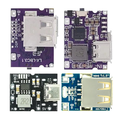 Type-C / Micro USB 5V boost converter step-up power module, supports 1A/2A/3.1A, with protection and LED indicator for mobile power banks and DIY electronics